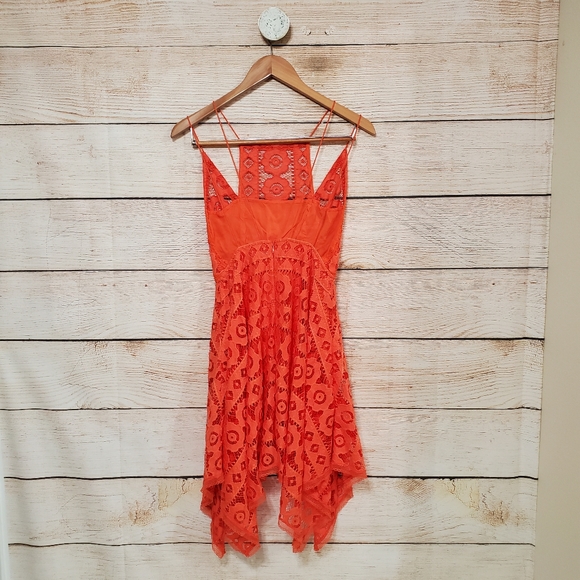 NWT Free People Just Like Honey Coral Orange Lace Dress 0 - Picture 12 of 16